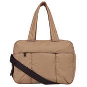 Taupe All-Day Tote - front view with shoulder strap