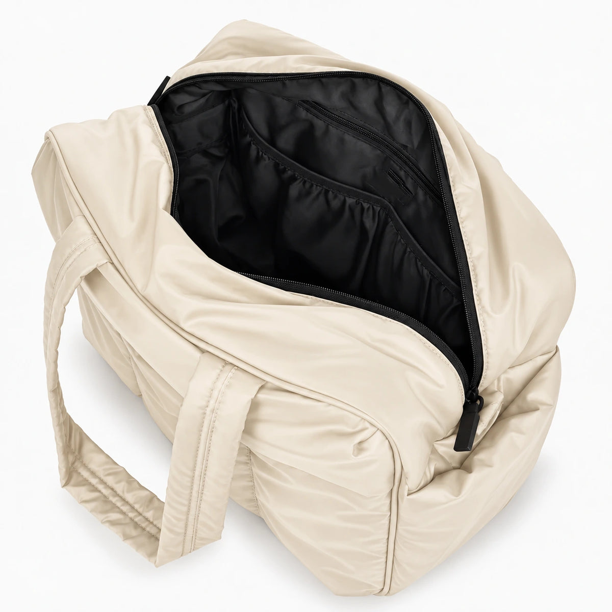 Cream All-Day Tote - interior pockets and main compartment