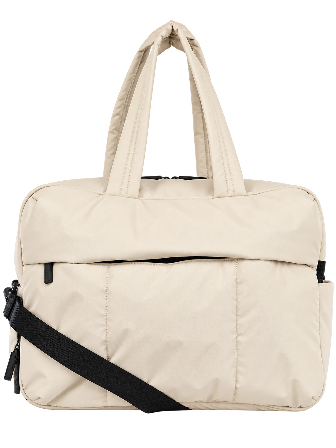 Cream All-Day Tote - front view with shoulder strap