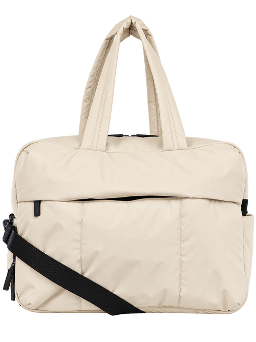Cream All-Day Tote - front view with shoulder strap