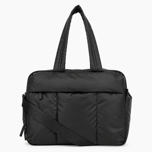 Black All-Day Tote - front view with shoulder strap