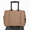 Taupe All-Day Tote - rear sleeve on a suitcase handle