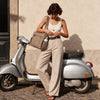 Taupe All-Day Tote - scooter lifestyle photo