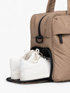 Taupe All-Day Tote - separate shoe compartment