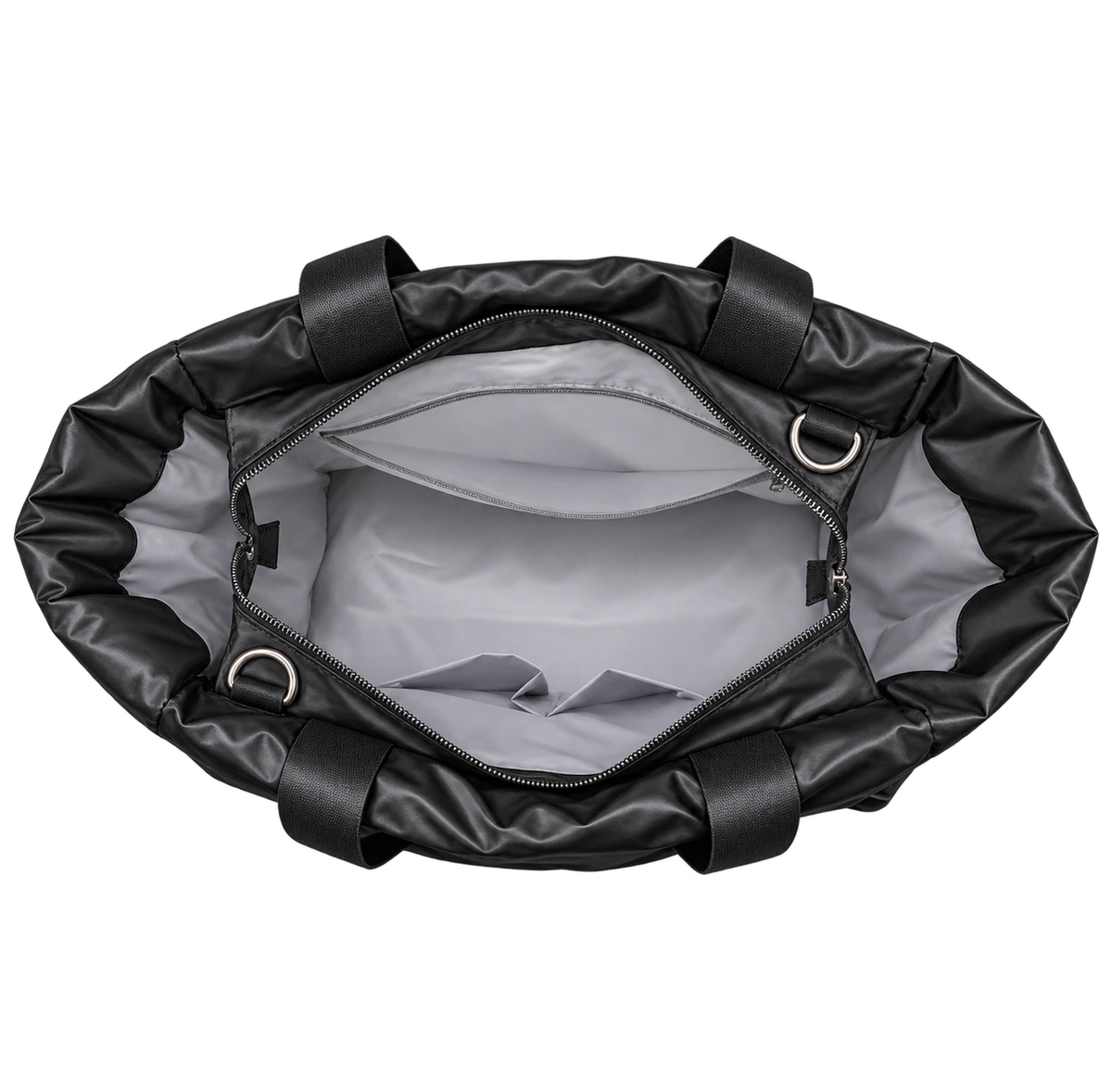 Black Everyday Puffer — interior compartment