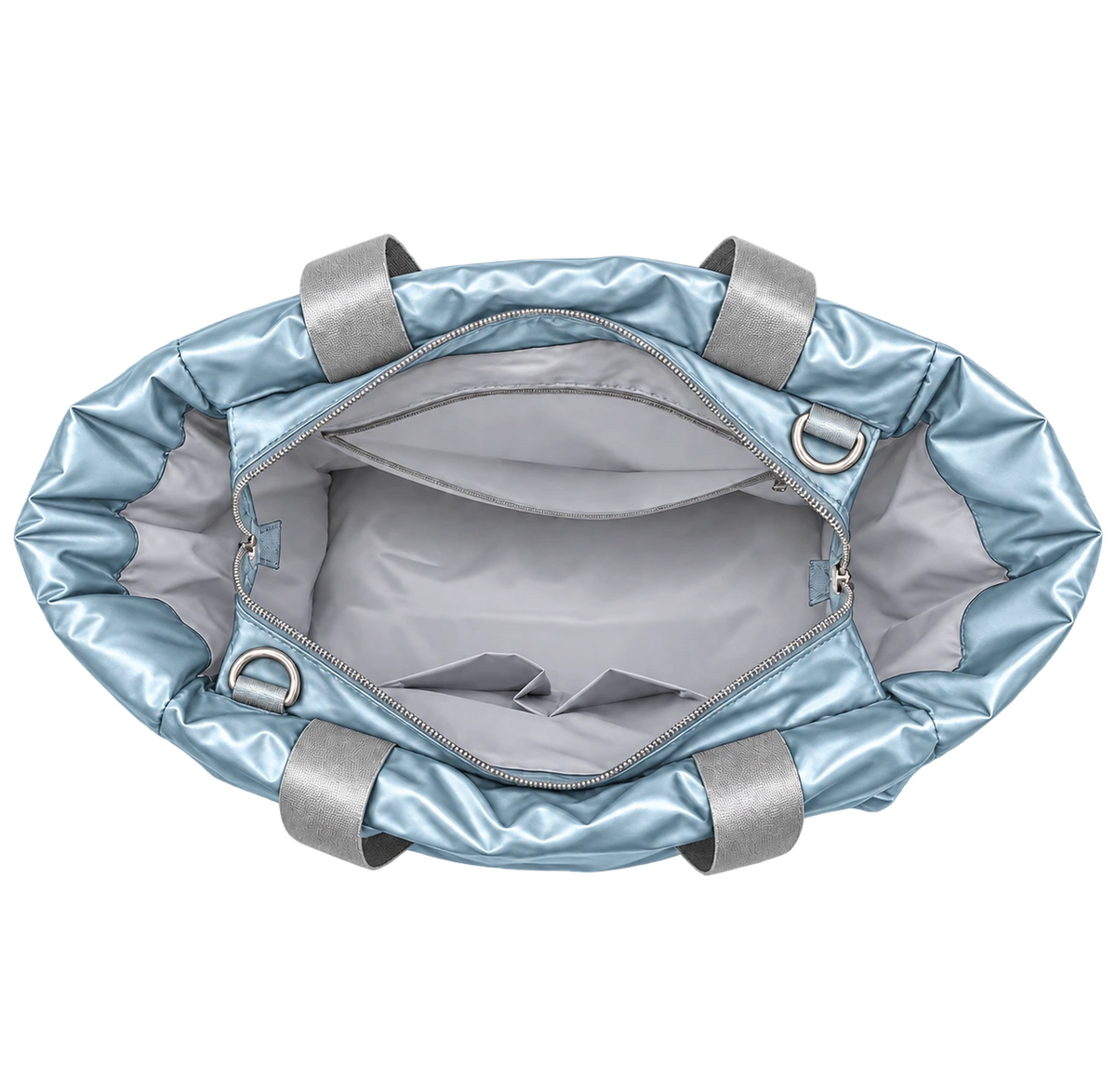 Blue Everyday Puffer — interior compartment