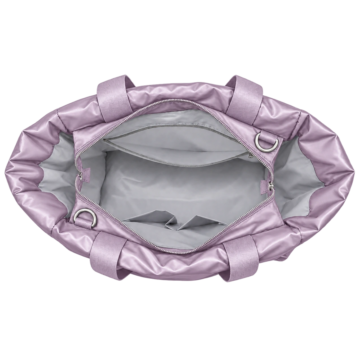 Lilac Everyday Puffer — interior compartment